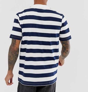 Wholesale High Quality Mens Fashion Shirts Heavyweight Bulk t Shirt Unisex 100% Cotton Anti-wrinkle O Neck <b>Plain</b> Striped t Shirt - Product Image 3