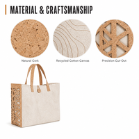 Sac fourre-tout en toile de coton recyclé et liège écologique 3470, imprimé numérique, découpé au laser, sac à main pour femme, vente en gros
