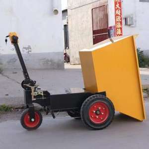 Electric Flatbed Trolley Three Wheel Heavy Duty Tool Gray Hopper Cart - Product Image 5