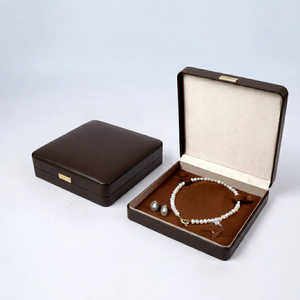 Custom Logo Wholesale Luxury Metal Faux Leather Handmade Magnetic Closure Square Jewelry Storage Box Velvet Lining Rectangle - Product Image 1