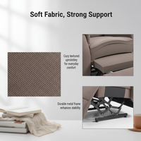 Canapé moderne et personnalisé en mousse haute densité pour fauteuil inclinable en tissu avec deux porte-gobelets en acier inoxydable et cadre en métal