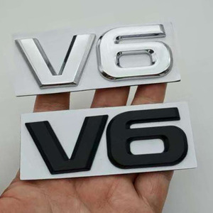 Autocollant de voiture auto-adhésif en métal chromé noir 3D avec logo V6 V8, badge de cylindrée du moteur, pour Toyota V6 V8, accessoires automobiles - Product Image 5