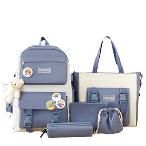 2025 Mới Hàn Quốc Công Suất Lớn Vải Ba Lô Cho Phụ Nữ Trẻ Em Năm Mảnh Thiết Lập Cho Sinh Viên Đại Học Trẻ Em Phong Cách Ba Lô - Product Image 3