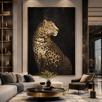 Mosaïque personnalisée hautement réalistique, motif léopard, mosaïque murale pour la décoration de la maison et des espaces commerciaux