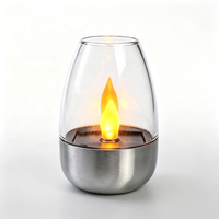 Bougie solaire LED en acier inoxydable, étanche, réutilisable, alimentée par LED, fausse flamme vacillante sans flamme, pour la décoration de lanternes de jardin