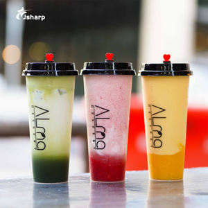 कस्टम डिस्पोजेबल पीपी प्लास्टिक कप 360 मिलीलीटर 500 मिली 700 रस पेय बुलबुले चाय कप लिड्स के साथ बोबा चाय कप - Product Image 3