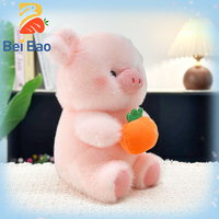 Peluche Cochon Carotte Kawaii de 8 Pouces de Haute Qualité, en Peluche Haute Densité Rose, en Stock pour Machine à Pinces (Prize)