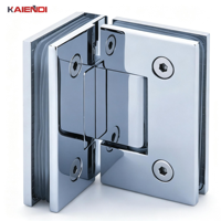KAIENDI Charnière de porte de douche moderne en laiton massif chromé pour porte en verre sans cadre, fixation murale, accessoire de salle de bain, garantie 2 ans