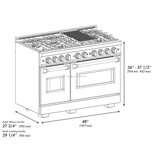 Joohtec 48 - Cocina de Gas Independiente de Alta Resistencia con 6 Quemadores, Horno de Convección, Estilo Retro de Lujo para Restaurante y Uso Doméstico - Product Image 6