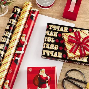 Custom Printed Wrapping Paper Roll Gift Wrapping Paper Manufacturer Roll wrapping paper with Cut Lines on Reverse