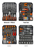 Kit d'outils à main 187 pièces très vendu avec valise à roulettes et boîte en aluminium à quatre niveaux pour outils de quincaillerie