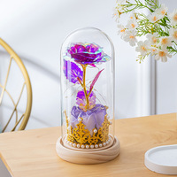 Lanterne Rose Éternelle en Feuille d'Or Faite à la Main, Décoration Créative Moderne pour la Saint-Valentin et Noël, Cadeau Original, Vente Transfrontalière Directe Usine