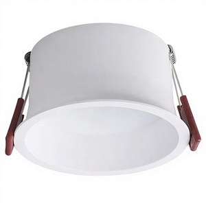 Plafonnier LED encastré moderne en aluminium blanc avec clips à ressort rouges, découpe de 90 mm, indice de protection IP33, pour maison et bureau, IRC95, garantie 3 ans - Product Image 1