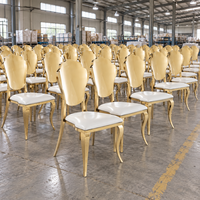 Chaise à dossier festonné en acier inoxydable doré avec pieds courbés pour mariage, banquet, hôtel (vente en gros)