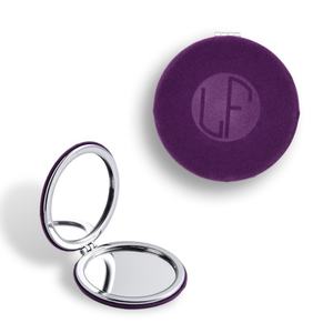 Unique Purple Velvet Fabric Material Dual Side Folding Custom Logo <b>Compact</b> <b>Mirror</b> - Product Image 1