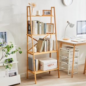 Étagère à 4 niveaux Zhui Zhu, couleur originale, trapézoïdale, sur pied, gain de place, pour chambre, salon, bureau - Product Image 1