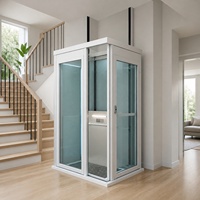 Ascenseur hydraulique à cabine semi-fermée en forme de L pour villa résidentielle, application pour maison privée à plusieurs étages