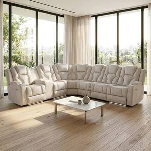 Muebles de Lujo Modernos, Sillón Reclinable Eléctrico de Esquina, Tela Rhino, Sofá en Forma de L para Sala de Estar - Product Image 4