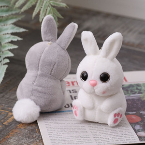 Bonito accesorio de mochila, muñeco de conejo de ojos grandes, colgante, llavero, juguete de peluche bordado para aliviar el estrés, relleno de algodón PP - Product Image 3