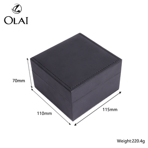 Boîte à <span class=keywords><strong>montre</strong></span> rectangulaire pour <span class=keywords><strong>homme</strong></span> avec logo personnalisé, noire, faite à la main, avec étui de rangement en <span class=keywords><strong>cuir</strong></span> PU tactile - Product Image 5