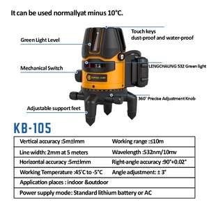 Nivel Láser de Luz Verde Super 5 Líneas, Autonivelante, 360° Horizontal y Vertical, Herramienta de Nivelación Portátil Profesional Industrial - Product Image 2