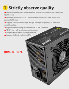 Alimentation électrique ATX entièrement modulaire de haute qualité 500 watts, véritable 80Plus <span class=keywords><strong>Bronze</strong></span> pour ordinateurs de bureau PC, alimentations électriques PSU - Product Image 3