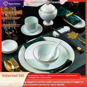 Juego de Vajilla Jingdezhen, Estilo Chino, Color Blanco, para Hotel, Regalo, Estilo Nórdico, Phnom Penh, Plato para Cena, Vajilla para el Hogar - Product Image 1