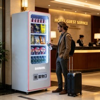 Distributeur automatique intelligent sur pied 24h/24, sans surveillance, pour snacks, boissons et articles de première nécessité, idéal pour centres commerciaux et bureaux
