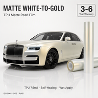 Film de protection de peinture (PPF) caméléon blanc mat à doré en TPU, auto-réparant, anti-rayures, résistant aux UV, hydrophobe, pour atelier automobile