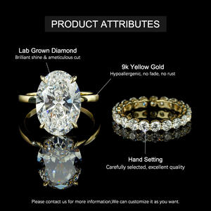 Anillo de Compromiso Clásico para Mujer, Joyería Fina, Oro Amarillo de 9K, Diamante Cultivado en Laboratorio de Corte Ovalado de 6CT, Certificado IGI E VS1 - Product Image 6