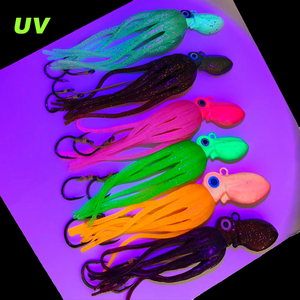 Alpha <span class=keywords><strong>Venta</strong></span> al por mayor 13,5 CM Reemplazo que brilla en la oscuridad TPE Faldas de <span class=keywords><strong>pulpo</strong></span> Cebo 6 colores para Metal Jig Head Pesca nocturna - Product Image 2