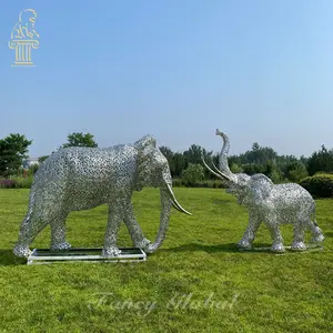 Carved Elephant Sculpture Fancy Custom High Quality Stainless Steel For Outdoor Garden Decoration Free Europe Factory Direct