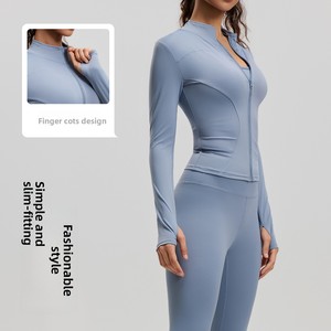 Vêtements de yoga pour femmes, veste de sport à haute élasticité, respirante et anti-transpiration, pantalon moulant qui rehausse les hanches, ensemble 2 pièces - Product Image 1