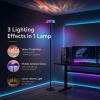 Lámpara de Pie Inteligente RGBCCt de 1500LM, Regulable en 3 Zonas, con Control por Voz Inteligente, App y WiFi, para Hogar y Juegos