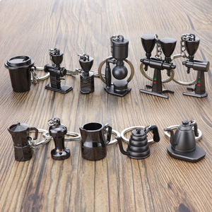 Mô phỏng <span class=keywords><strong>3D</strong></span> Mini cà phê Maker Keychain cà phê Bộ kim loại móc chìa khóa những người yêu thích món quà lưu niệm cà phê Keyring Cocktail Keychain tùy chỉnh - Product Image 6