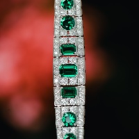 Gelang Zamrud Hijau Cerah Bersertifikat GRC Aimgal Luxury, Berlian Karbon Tinggi, Perak 925 Berlapis Emas 18K, Perhiasan Mewah