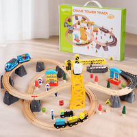 Ensemble de train électrique en bois pour enfants de 76 pièces, train à grande vitesse, ensemble de construction de la circulation urbaine