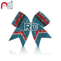 Dernier arc de pom-pom girl personnalisé pour la compétition Blanc Rouge et jaune Cheer Bows Glitter