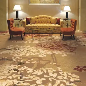Hotel Carpet Remnants Wall to Wall Axminster Carpet 3D Flower Design For Hotel
