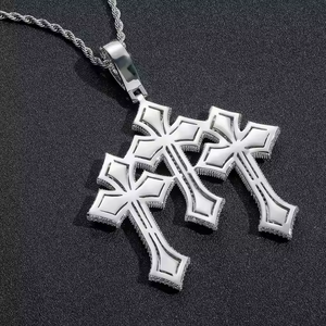 Pendentif Hip Hop Personnalisé Premium en Argent Sterling 925, Diamant Moissanite Taille Ronde, Collier Iced Out pour Hommes et Femmes, Style Urbain - Product Image 6
