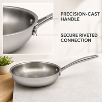 Poêle à frire en acier inoxydable tri-couches antiadhésive compatible induction, ustensile de cuisson professionnel pour cuisiner des steaks et des œufs