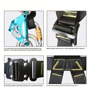 Sabuk Pengaman Kerja di Ketinggian Tinggi dengan Kait Tunggal dan Ganda, Tali Polyester Elastis, Kantong Penyangga Anti Jatuh, Tali Pengaman - Product Image 6