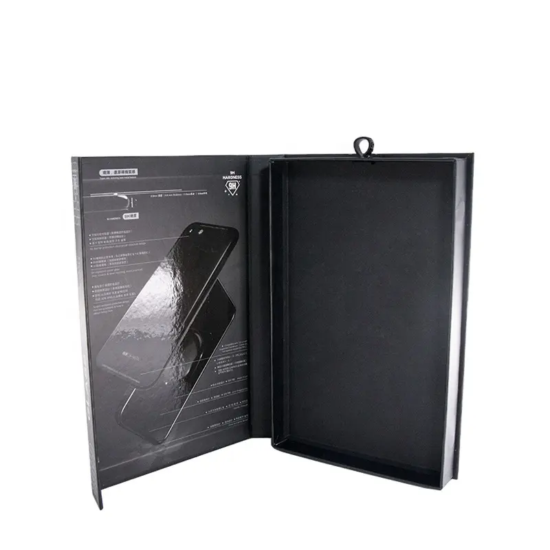 โรงงานใหม่สีดำปิดแม่เหล็กหนังสือรูปสีดำนากกล่องสำหรับ Iphone X กรณีบรรจุภัณฑ์