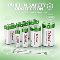 Batterie rechargeable au lithium 1,5 V type C 4500 mAh 1200 cycles pour lanterne, lampe torche, radio