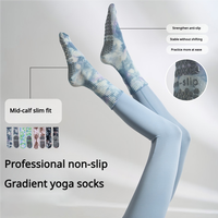Chaussettes de yoga mi-mollet Tie Dye à cinq doigts avec points antidérapants en silicone, coupe basse, pour le Pilates Boho