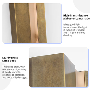 Linear Alabaster Wall Sconce Luxury Hotel <b>Corridor</b> Decor Solid Brass Plate Natural Stone Strip Fixture LED Austera - Product Image 3