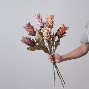 Bouquet de fleurs artificielles d'ananas Yu'an, rose, rouge, bordeaux, orange, beige, champagne, décoration intérieure, décoration murale pour la maison et les mariages - Product Image 2