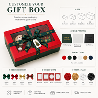 Boîte cadeau rigide personnalisée pour Noël avec couvercle et base, fenêtre transparente, emballage en carton imprimé pour les fêtes, pour bonbons, biscuits, cadeaux