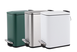 Seau de rangement vintage de 5 litres en acier inoxydable poubelle étroite verte à fermeture douce avec pédale de pressage Style usage domestique - Product Image 6