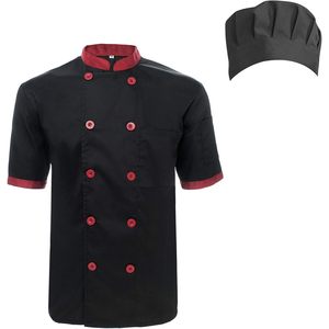2025 classique unisexe Chef manteau veste avec chapeau réglable à manches courtes tissu sergé pour Restaurant et hôtel Service alimentaire - Product Image 4